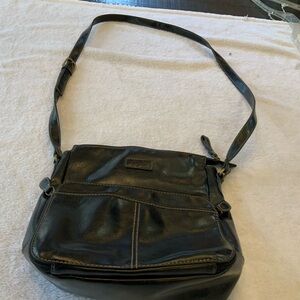 Black Leather Crossbody Bag dark brown almost black. Relic. SKU 2897